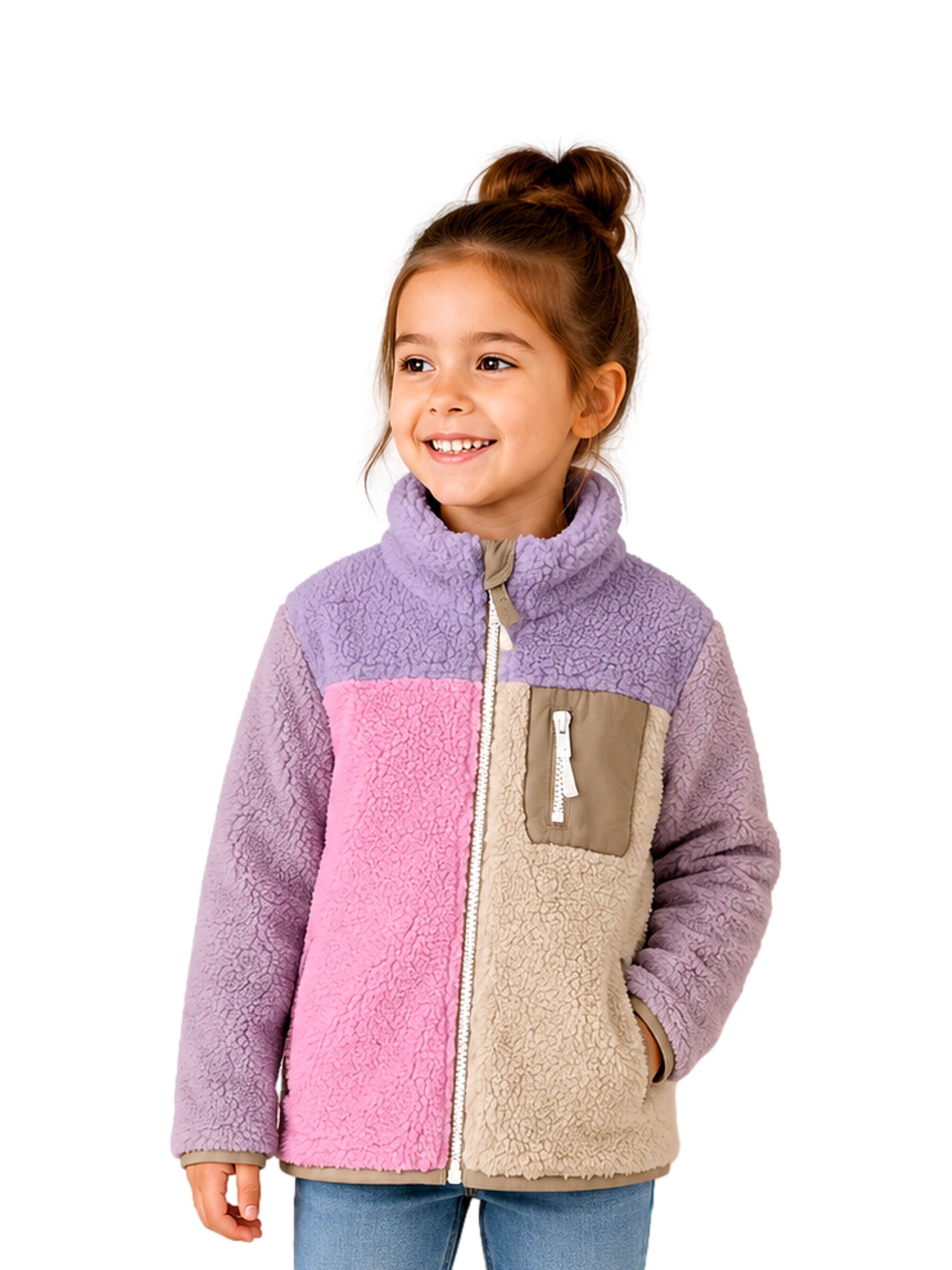 NAME IT Fleece Jacket 'NMFMonica' in Beige: front