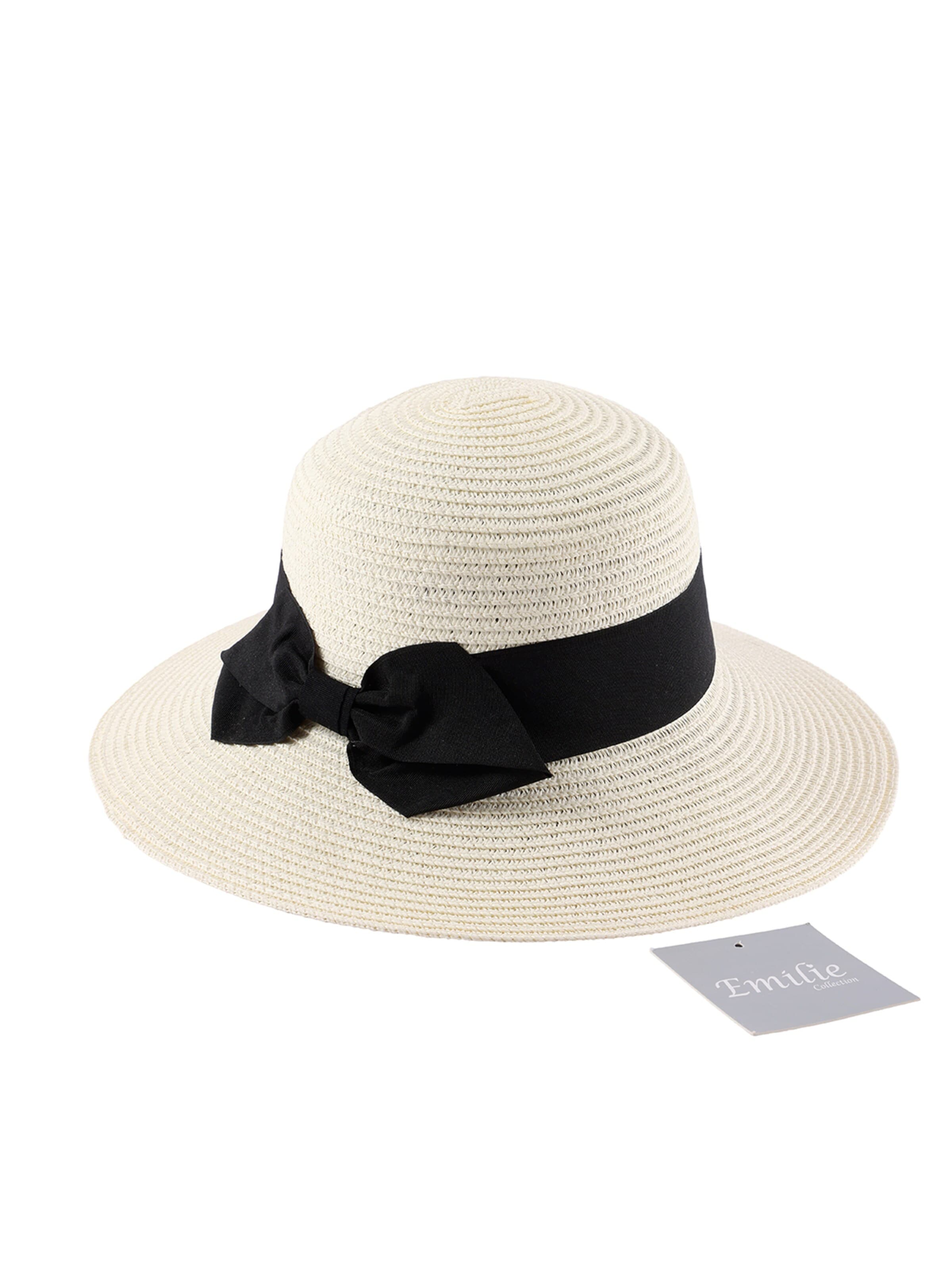 Cappello 'Hat with bow' di Emilie collection in beige: frontale