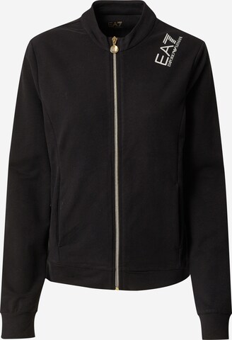 EA7 Emporio Armani Sweat jacket 'FELPA' in Black: front