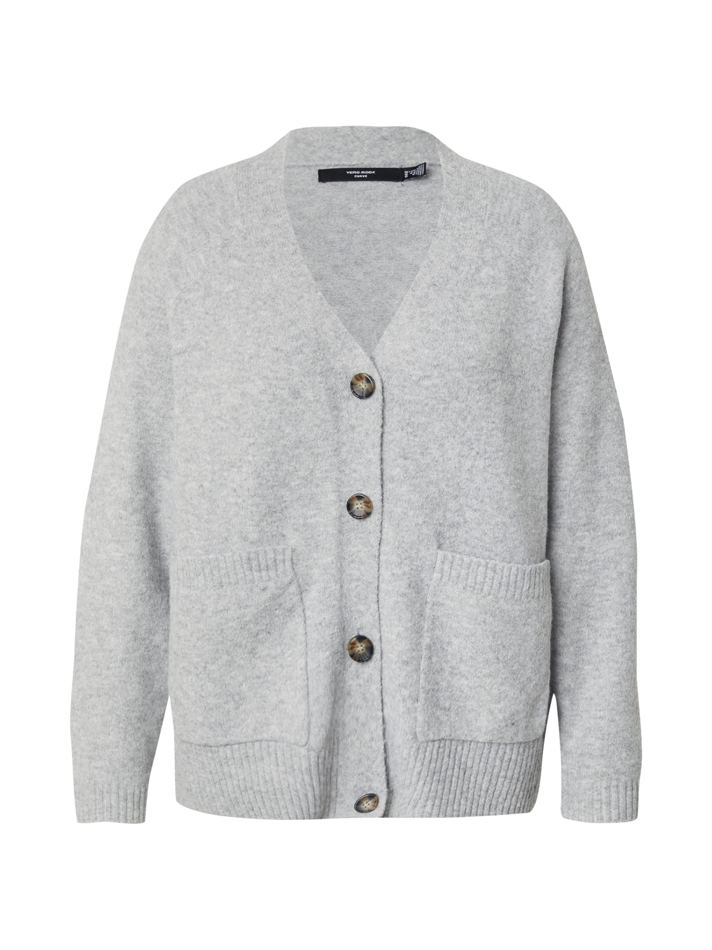 Vero Moda Curve Gebreid vest &#x27;VMCBOOM&#x27; in Grijs: voorkant