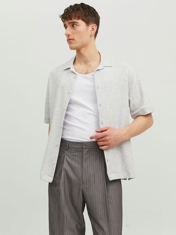 JACK & JONES Comfort fit Button Up Shirt in Grey: front