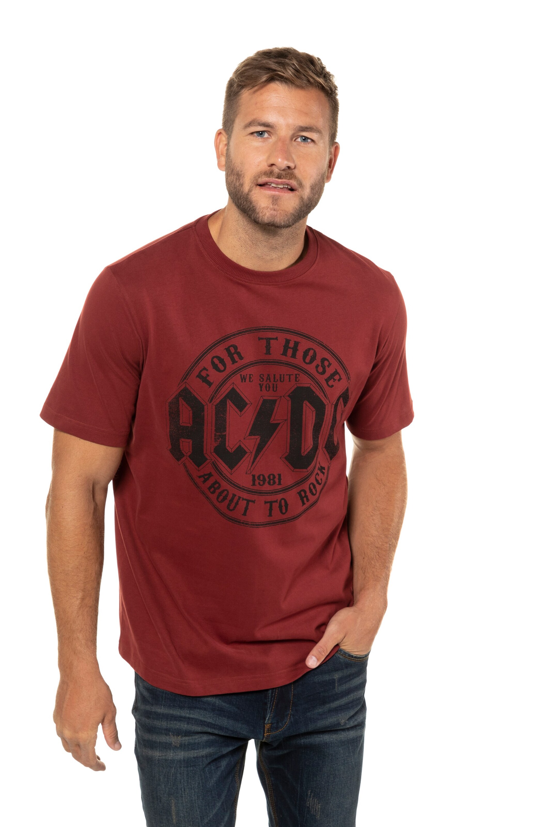 JP1880 Shirt 'ACDC' in Rood: voorkant