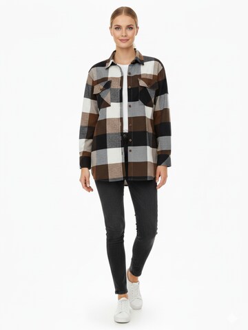 Radwa Blouse 'Radwa Women’s Plaid Flannel' in Brown