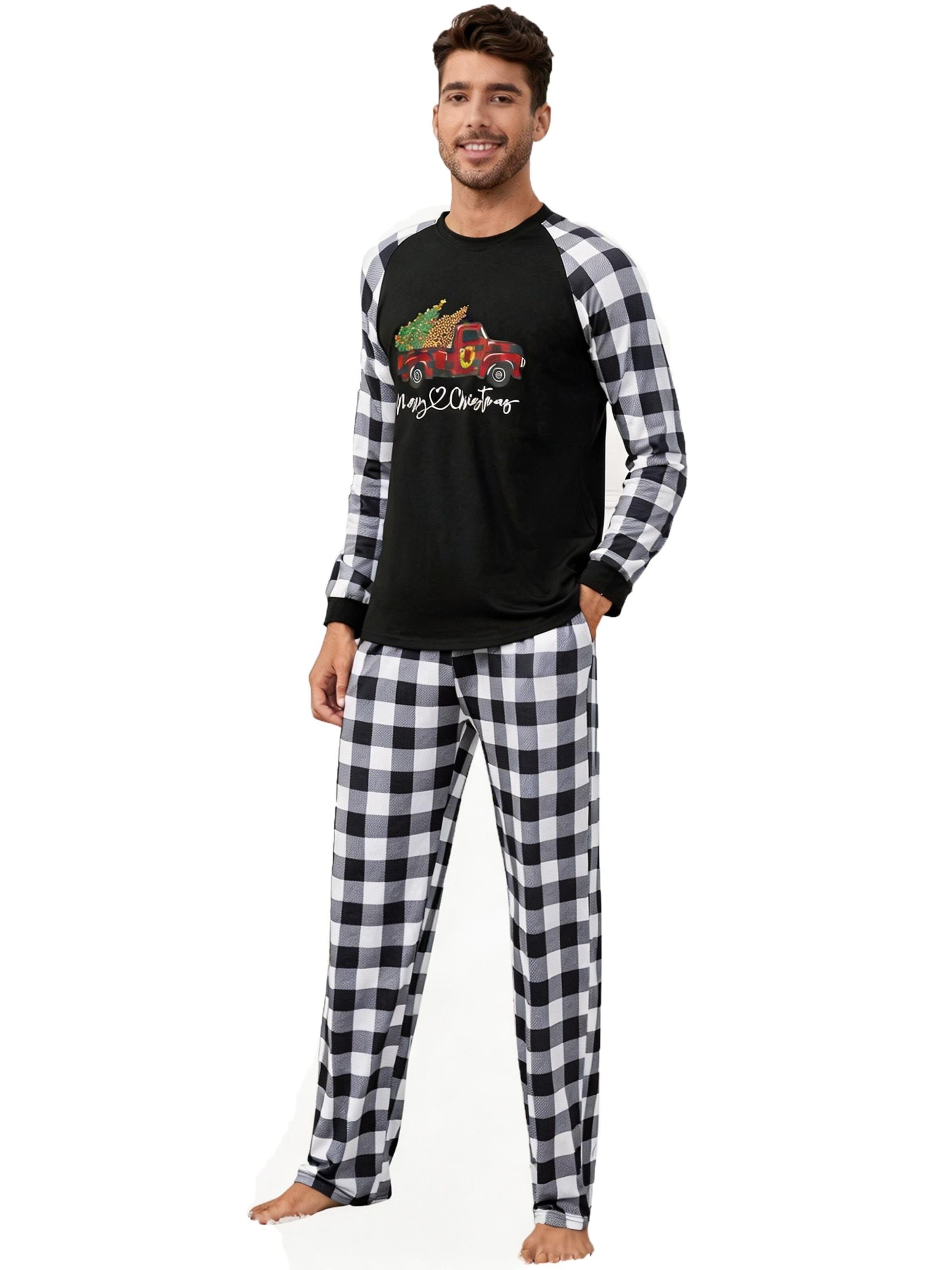 KoJooin Pyjama lang 'Herren Pyjama‑Set Zweiteilig Langarm Karo‑Muster Weihnachten Homewear Schlafanzug'‌ in S in weiß, Produktansicht