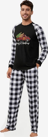 KoJooin Pajamas long 'Herren Pyjama‑Set Zweiteilig Langarm Karo‑Muster Weihnachten Homewear Schlafanzug' in White: front