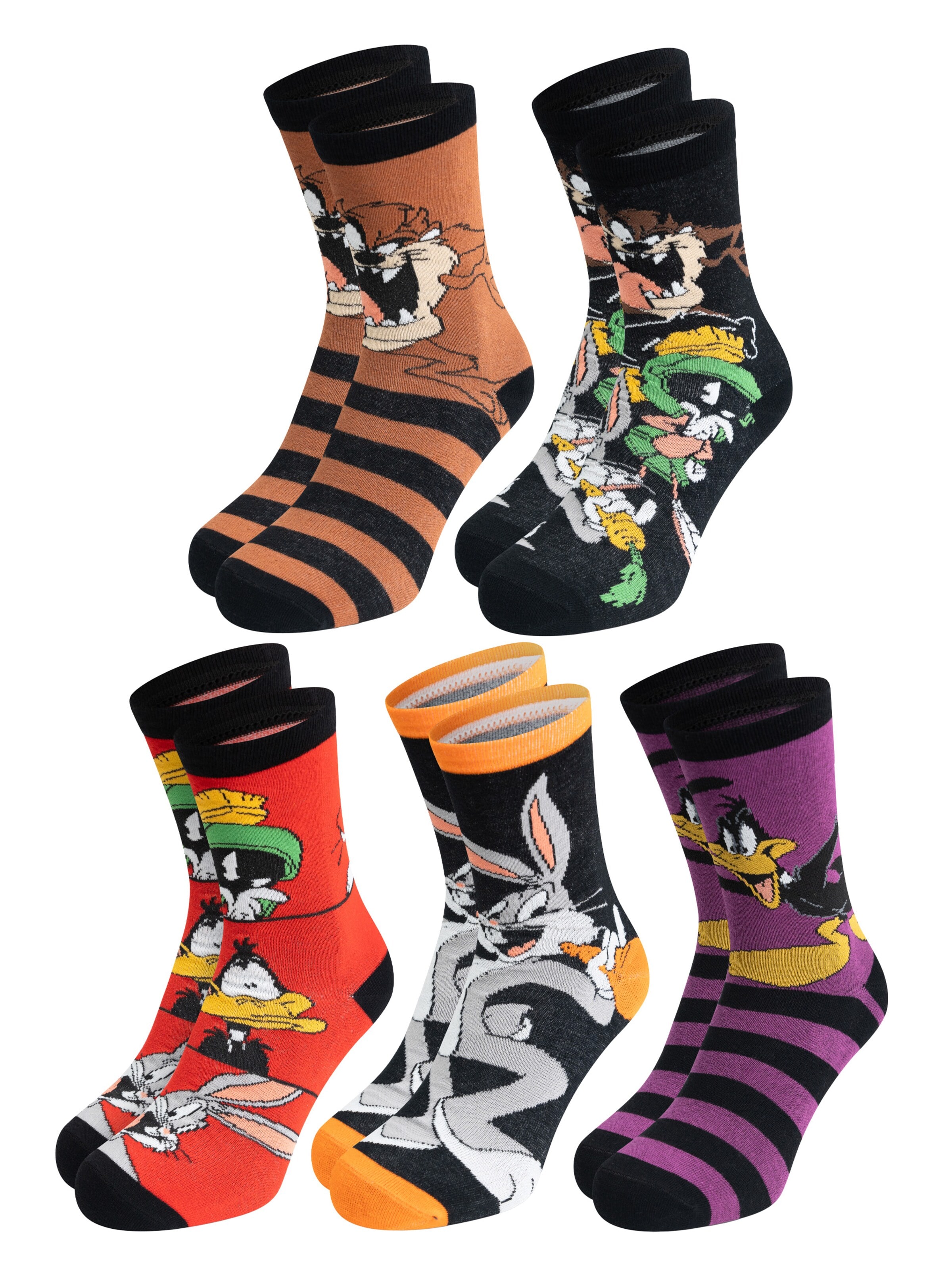 Looney Tunes Socken 'Bugs Bunny, Duffy Duck, Taz & Co.'‌‌‌‌‌‌‌ in Mischfarben: Vorderseite