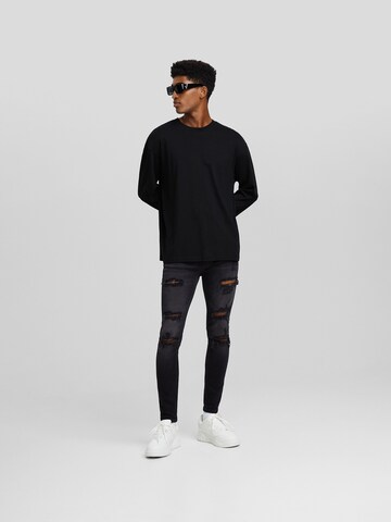 Bershka Skinny Džínsy - Čierna