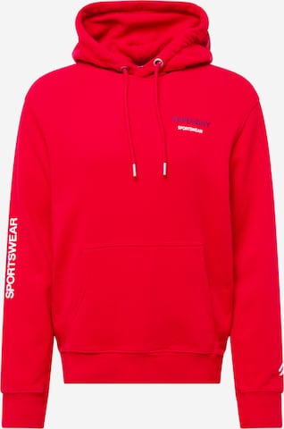 sarkans Superdry Sportisks džemperis 'Locker': no priekšpuses