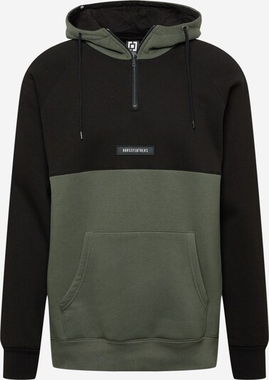 Horsefeathers Sportiska tipa džemperis 'MURPHY', krāsa - tumši zaļš / melns, Preces skats