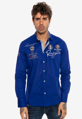 Redbridge Slim fit Button Up Shirt in Blue: front