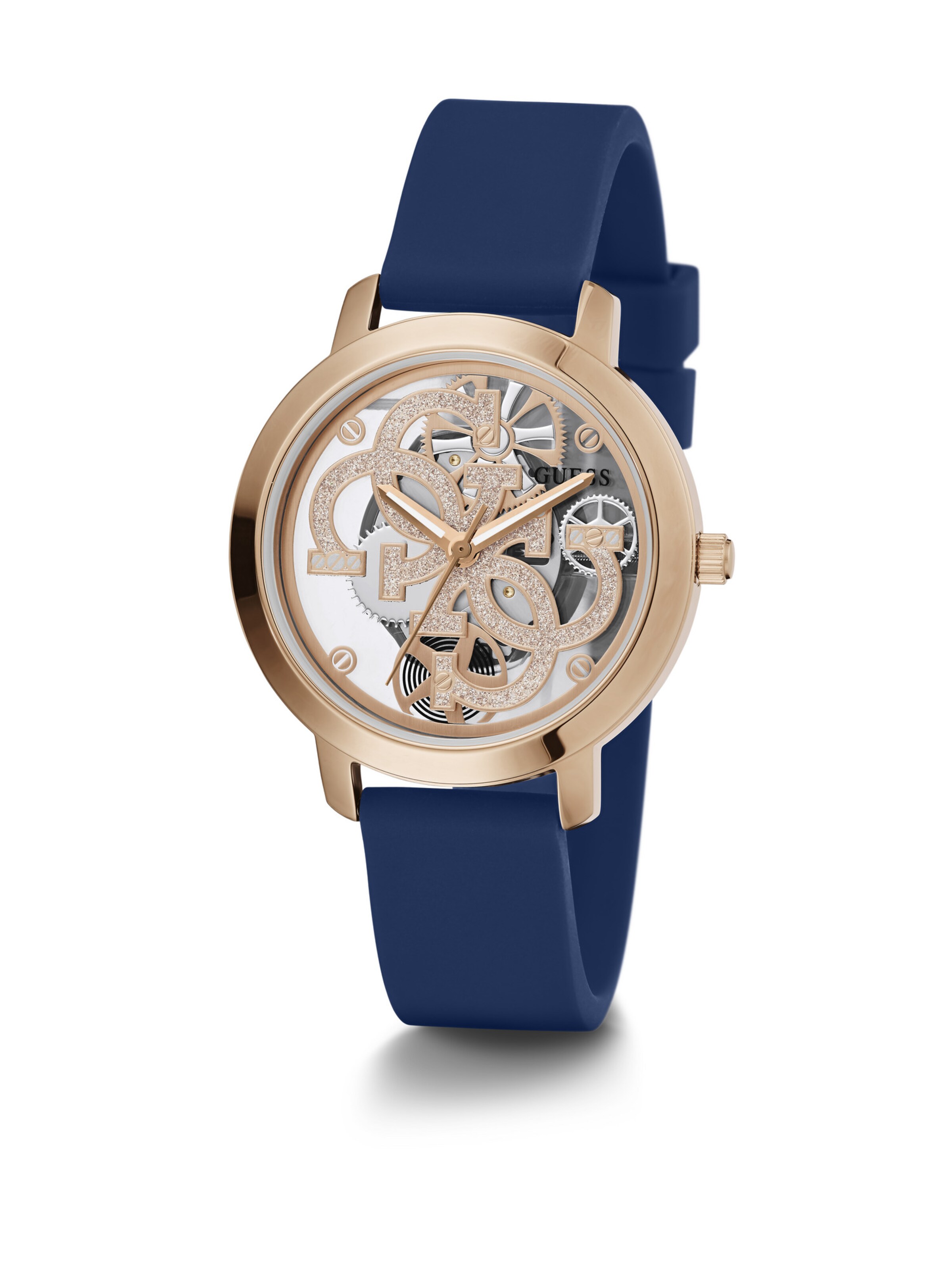 GUESS Analoog horloge 'QUATTRO CLEAR ' in Blauw