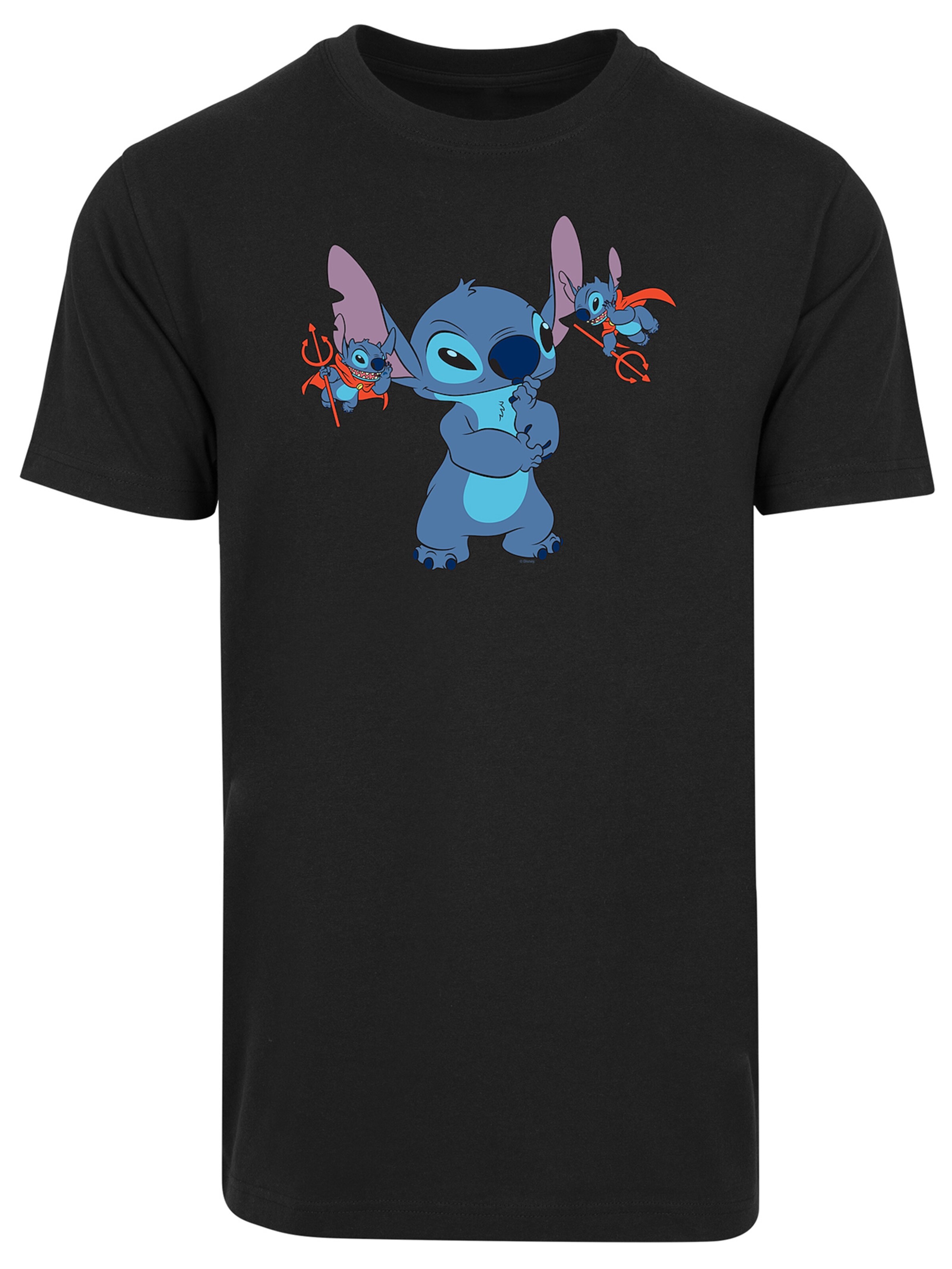 F4NT4STIC Shirt 'Lilo And Stitch Little Devils' in Zwart: voorkant