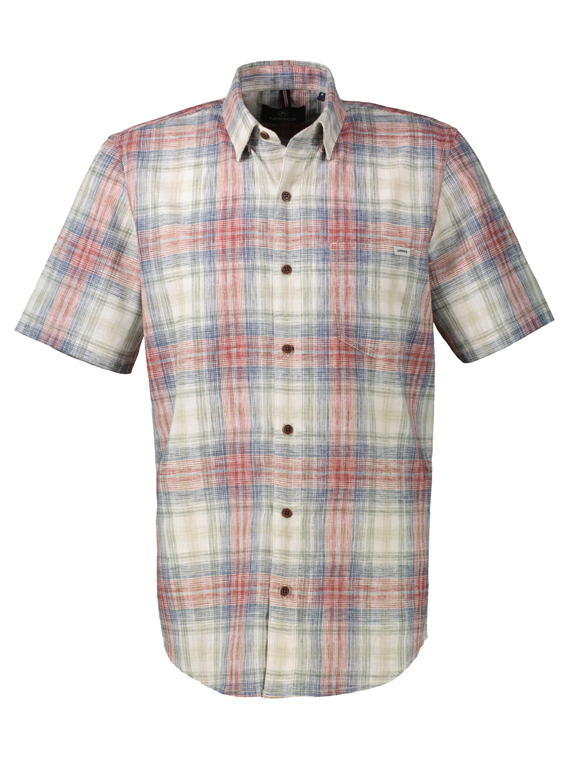 LERROS Regular Fit Karo-Halbarmhemd in Großen Größen in Beige: Vorderseite