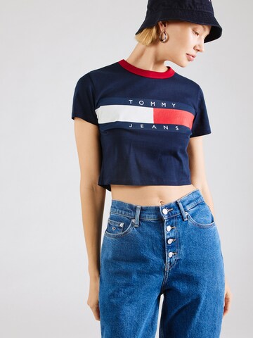 Tricou de la Tommy Jeans pe albastru: față