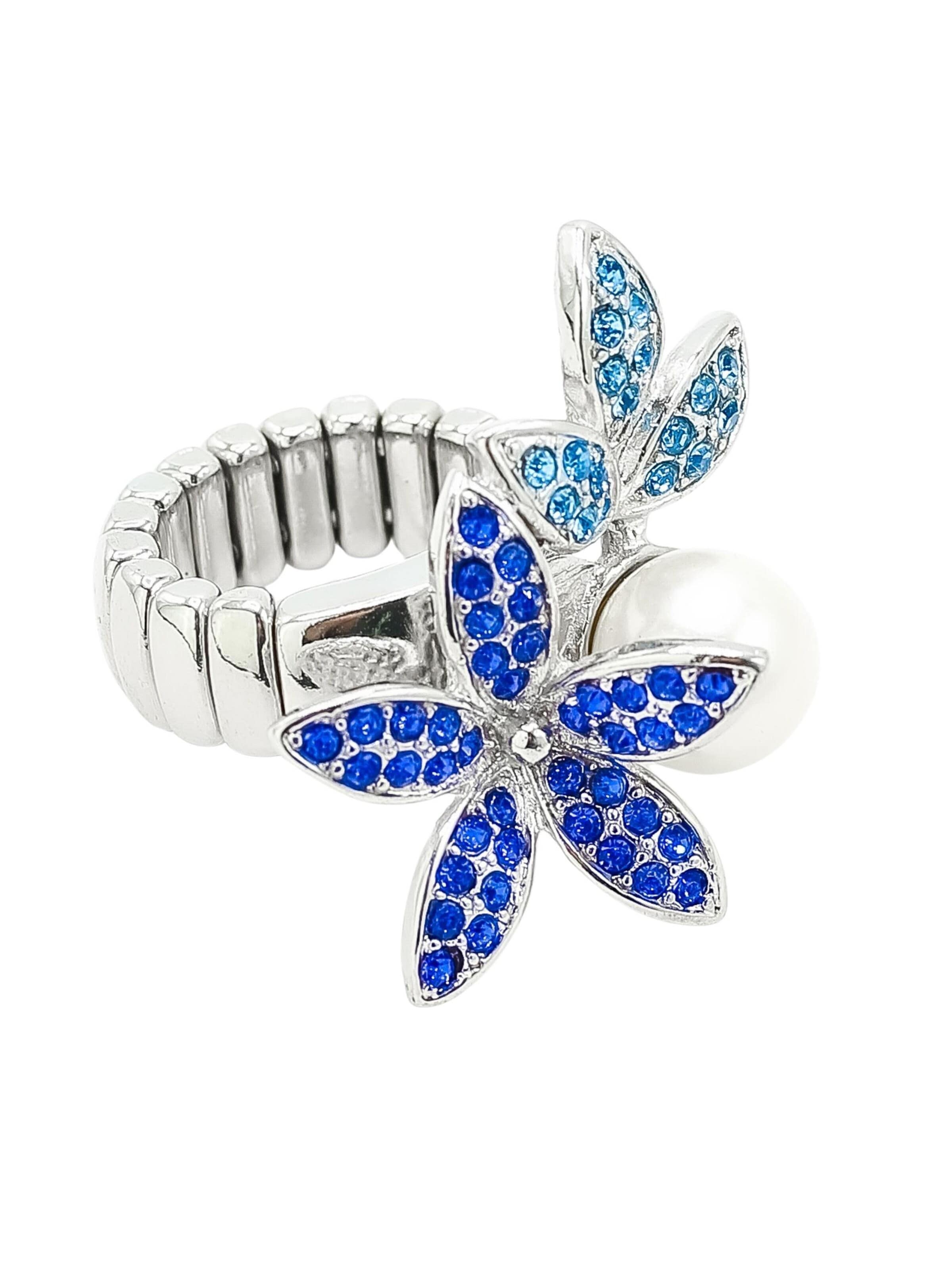 COLLEZIONE ALESSANDRO Ring 'Blütenzauber' in Blue: front