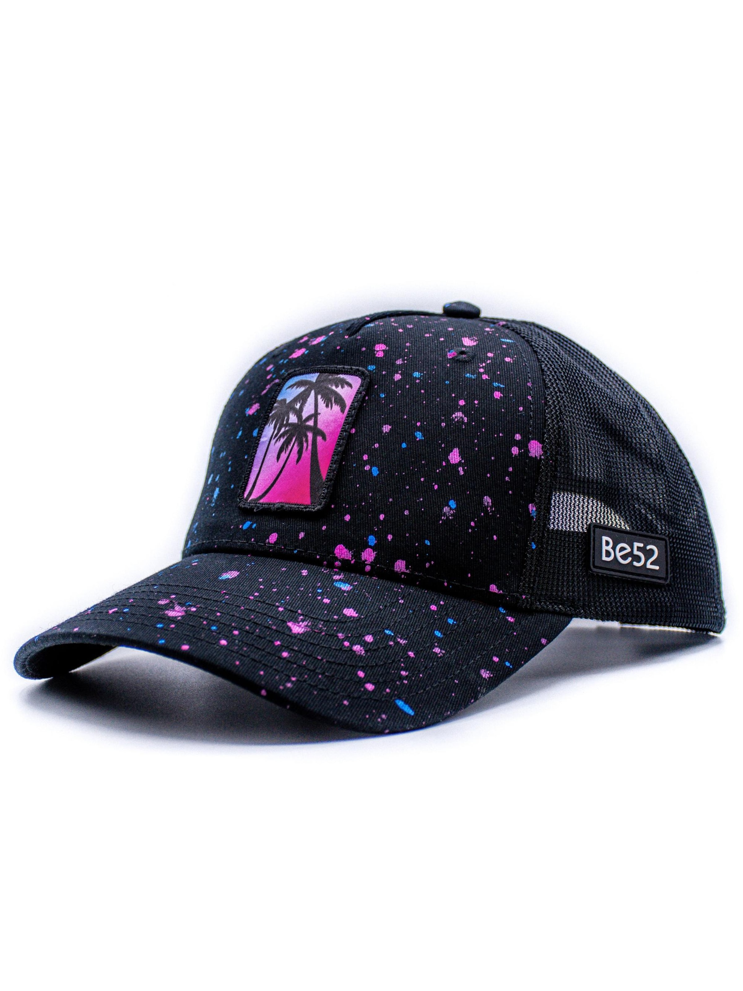 Cappello da baseball 'Palms splash premium' di Be52 in nero: frontale