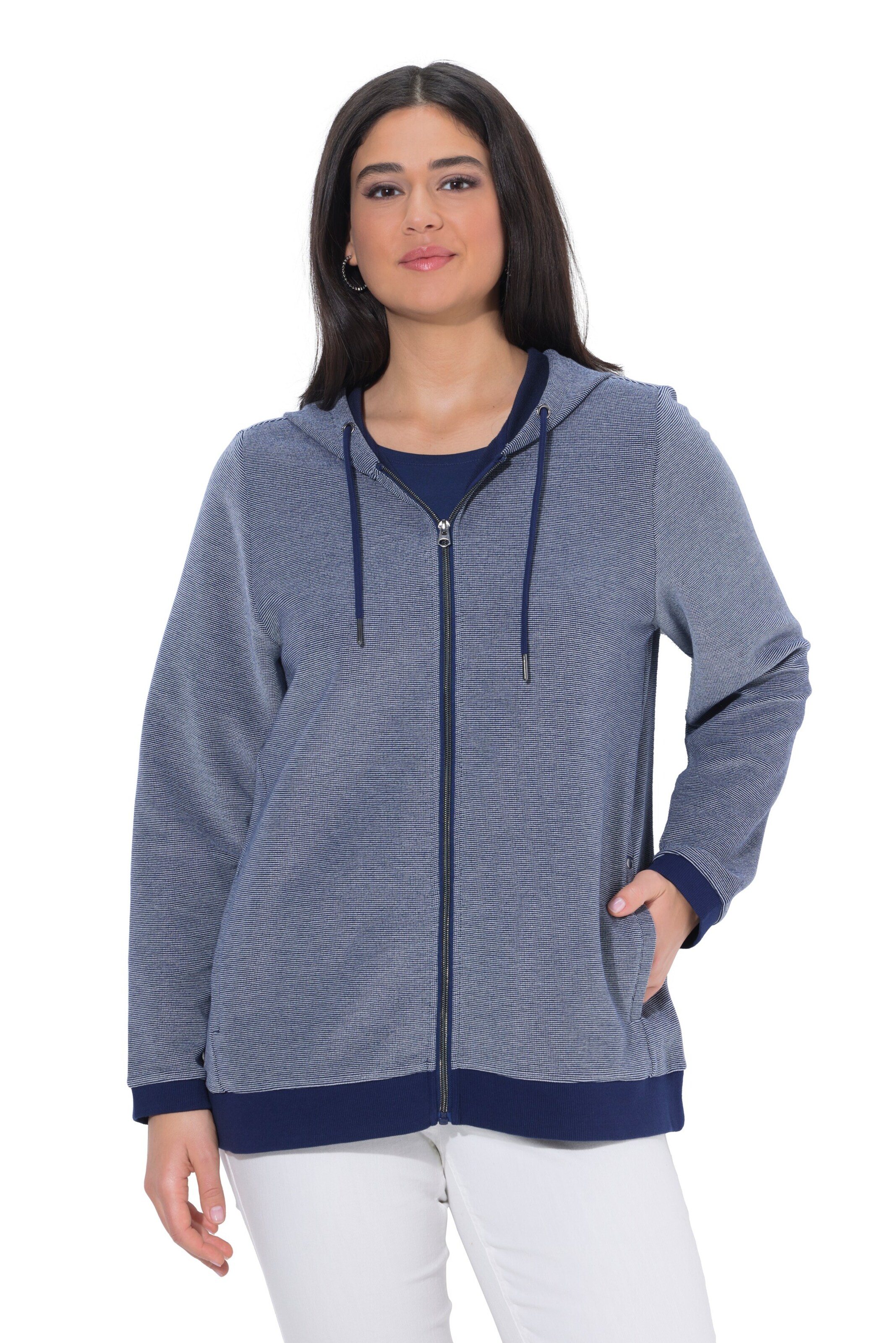Ulla Popken Sweatjacke in Blau: Vorderseite