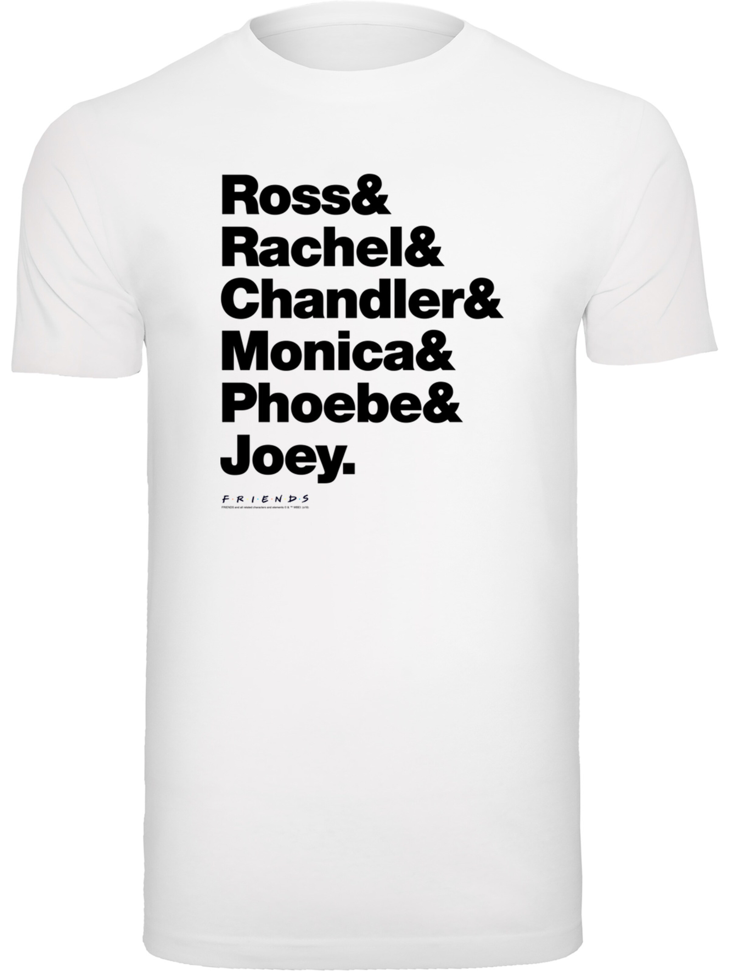 T-Shirt 'Friends Ross & Rachel & Chandler & Monica & Phoebe & Joey' F4NT4STIC en blanc : devant