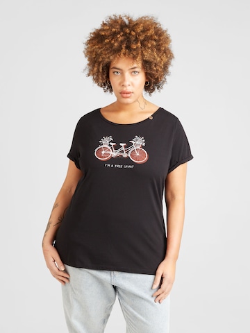 Ragwear Plus - Camiseta 'FLLORAH' en negro: frente