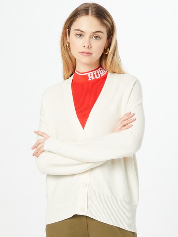 BOSS Orange Knit Cardigan 'Faduana' in White: front