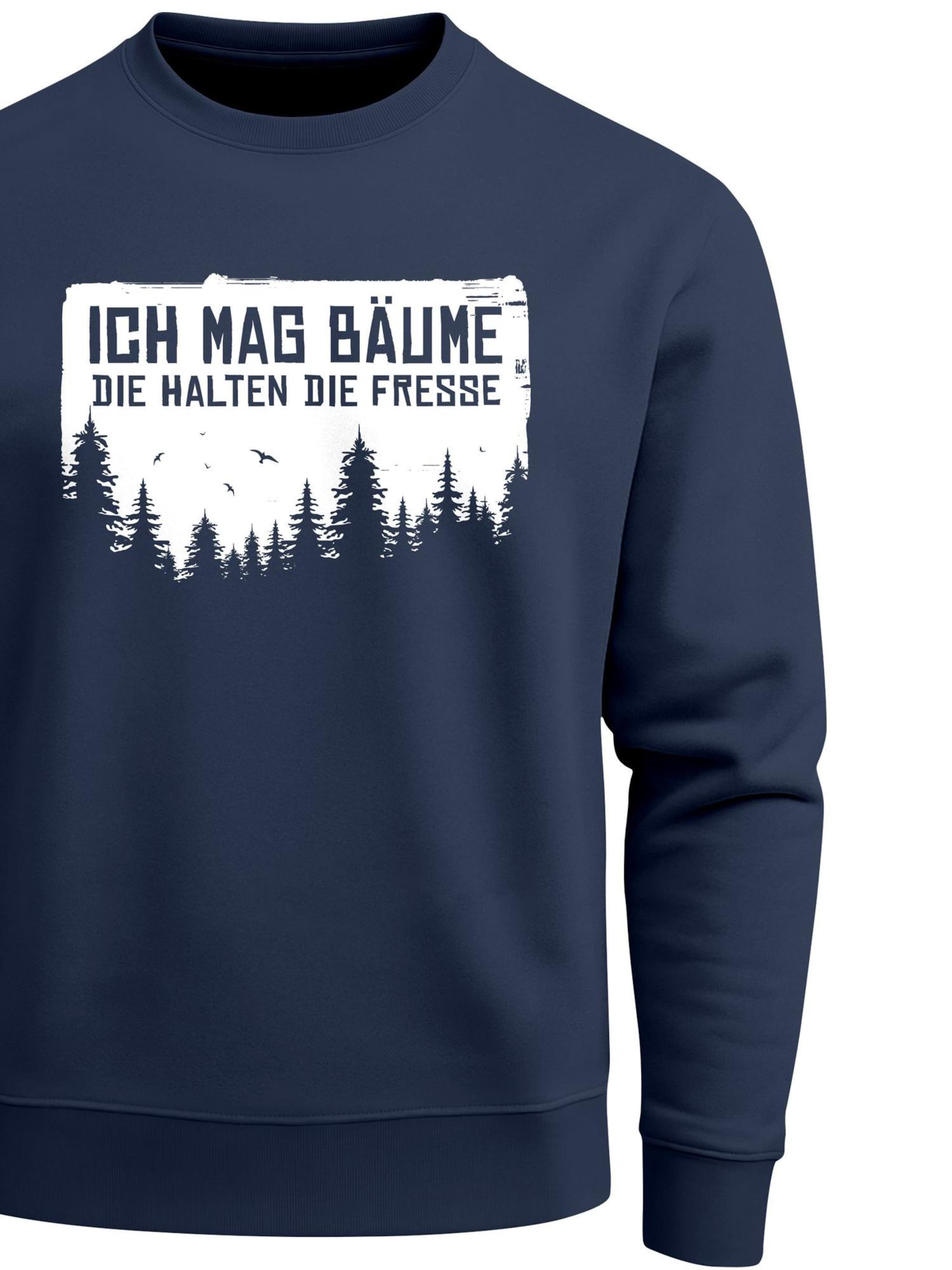 Neverless Sweatshirt 'Ich mag Bäume' in Blue
