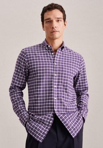 SEIDENSTICKER Regular fit Button Up Shirt 'Schwarze Rose' in Purple: front