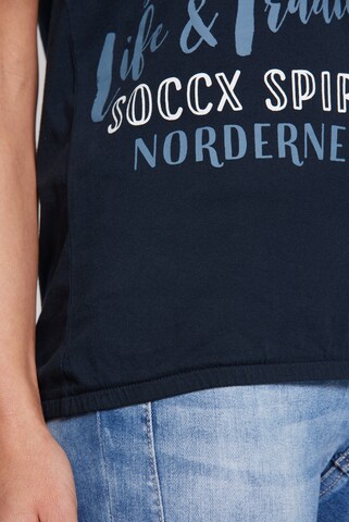 Soccx Ärmelloses Shirt mit Print und Elastiksaum in Blau