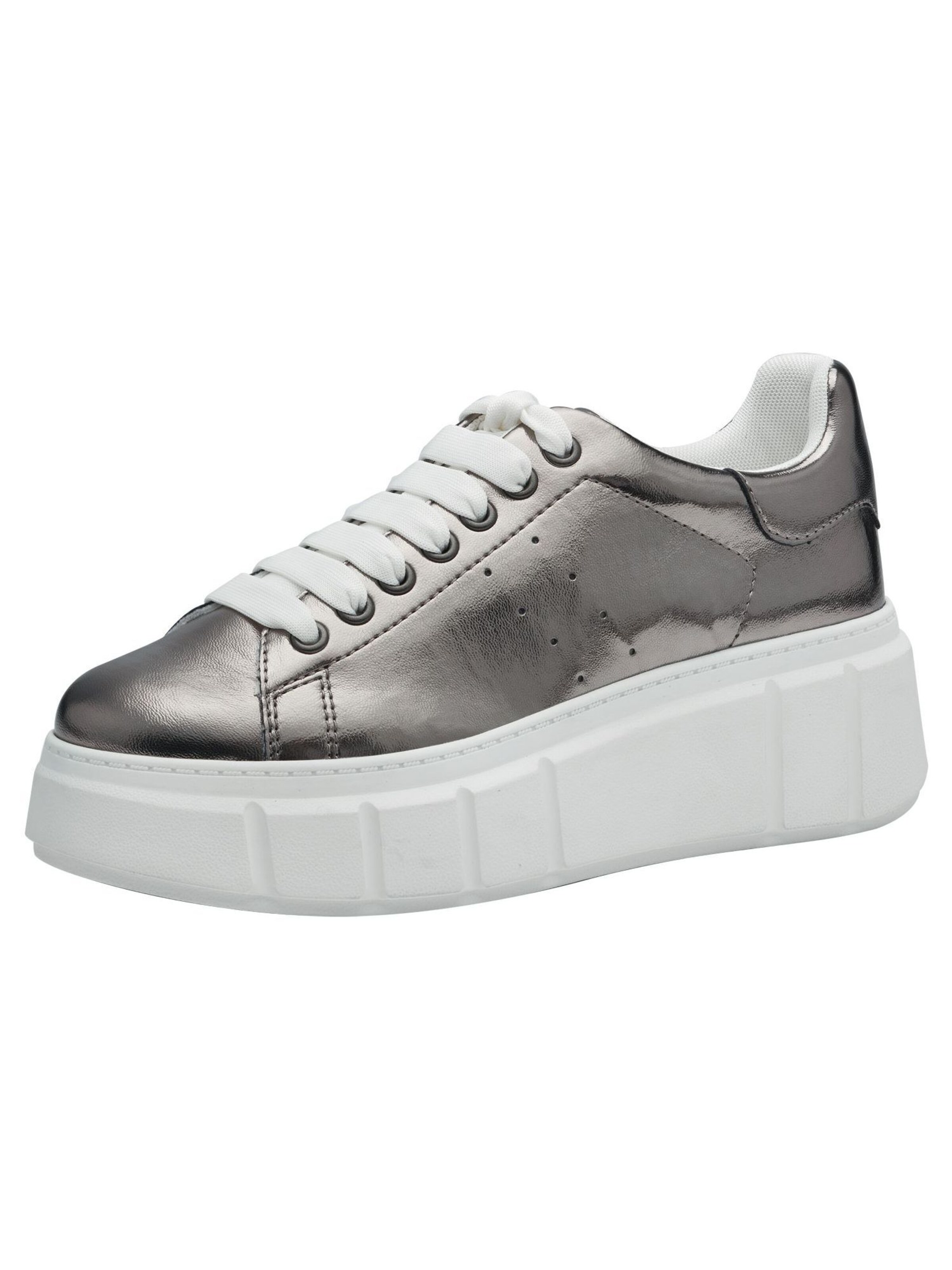 Tamaris Platform trainers in Silver: front