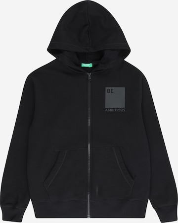 UNITED COLORS OF BENETTON Zip-Up Hoodie in Black: front