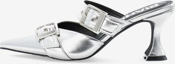 Bianco Mules in Silver: front