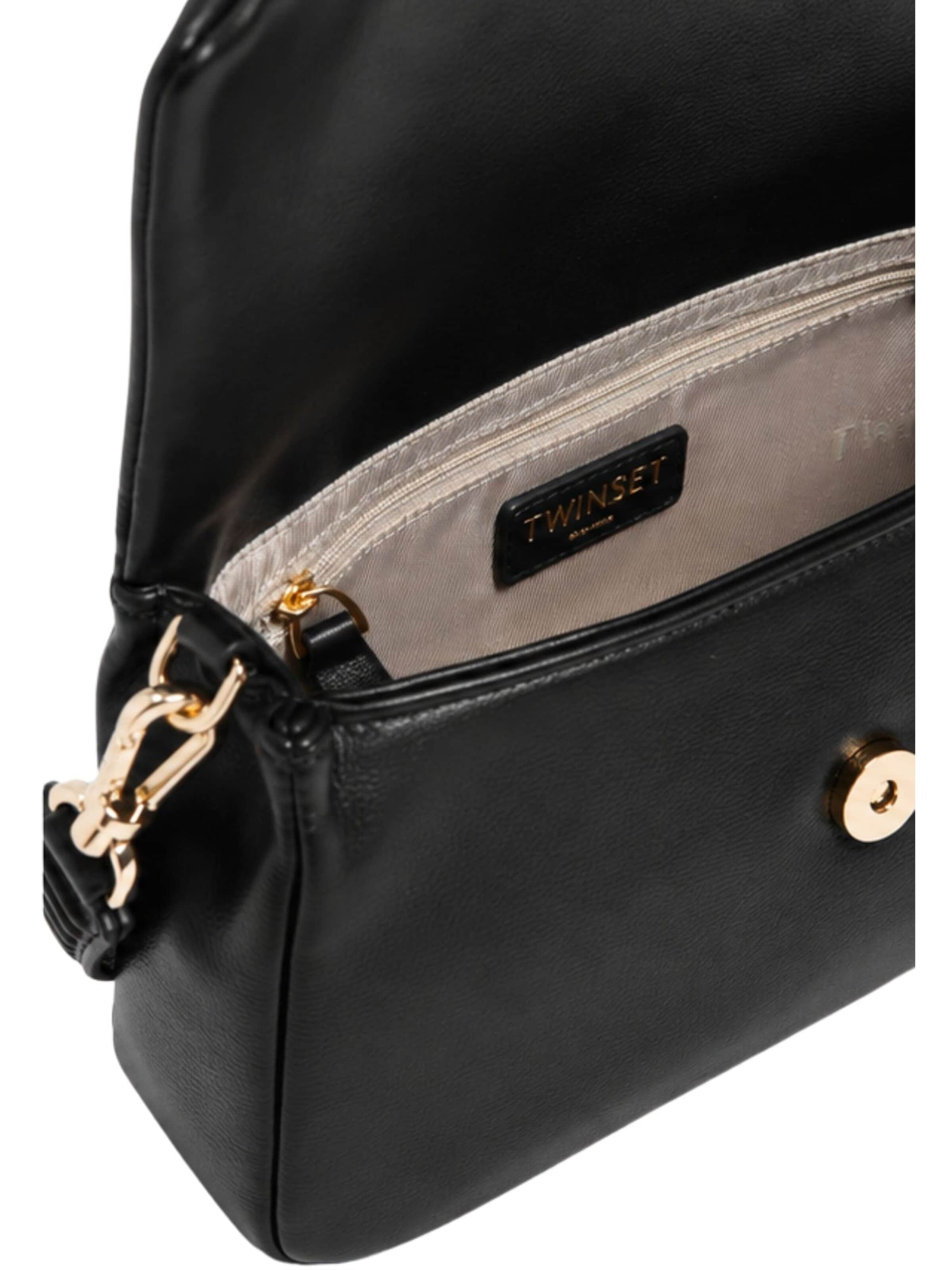 Twinset Axelremsväska 'Flap shoulder bag with gold details' i svart