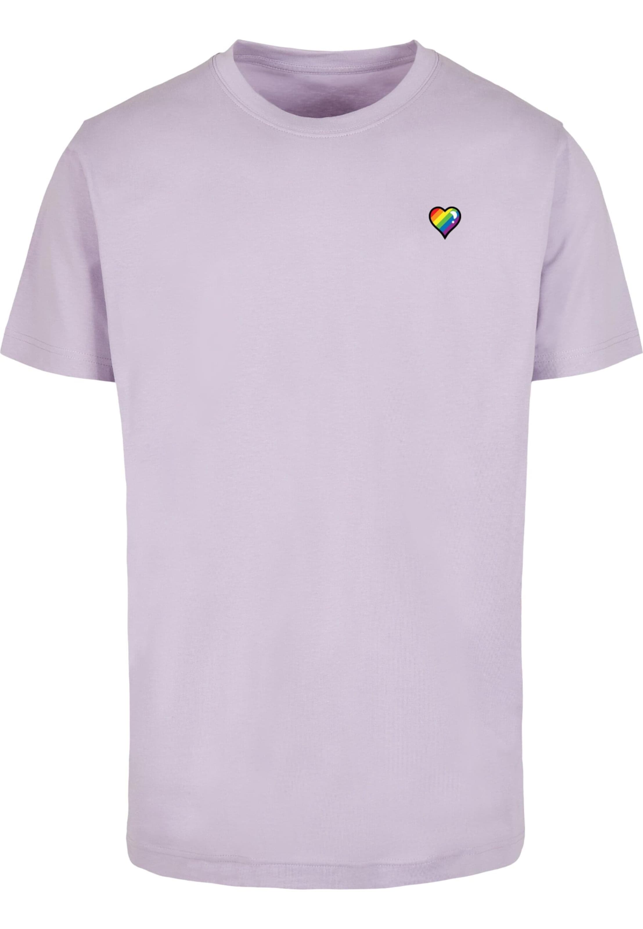 Mister Tee Μπλουζάκι 'Glossy Heart Pride' σε λιλά: μπροστά