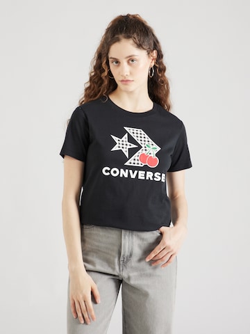 CONVERSE Sweatshirt 'CHERRY STAR' in Zwart: voorkant