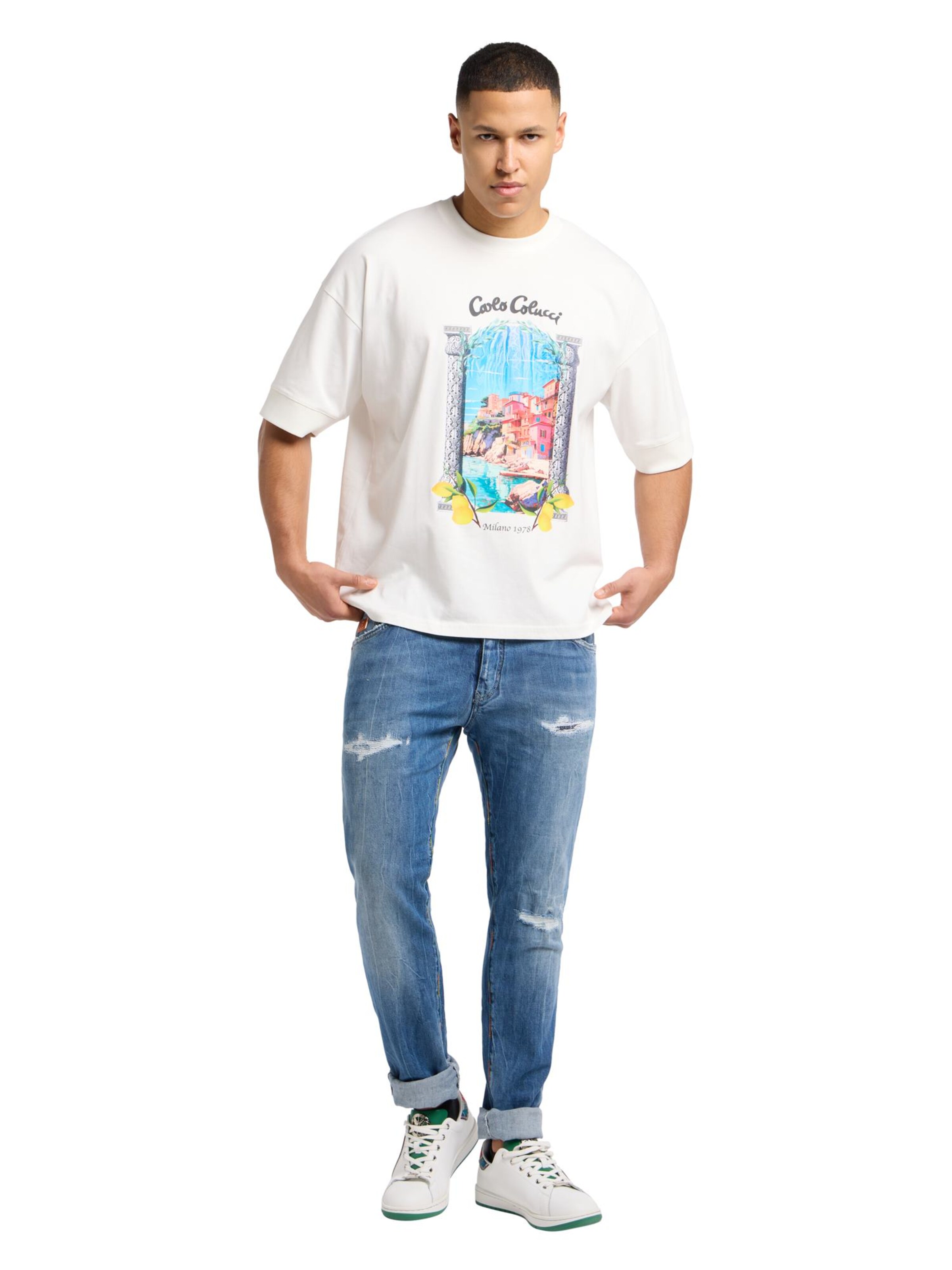 balts Carlo Colucci T-Krekls 'Casa Carlo'