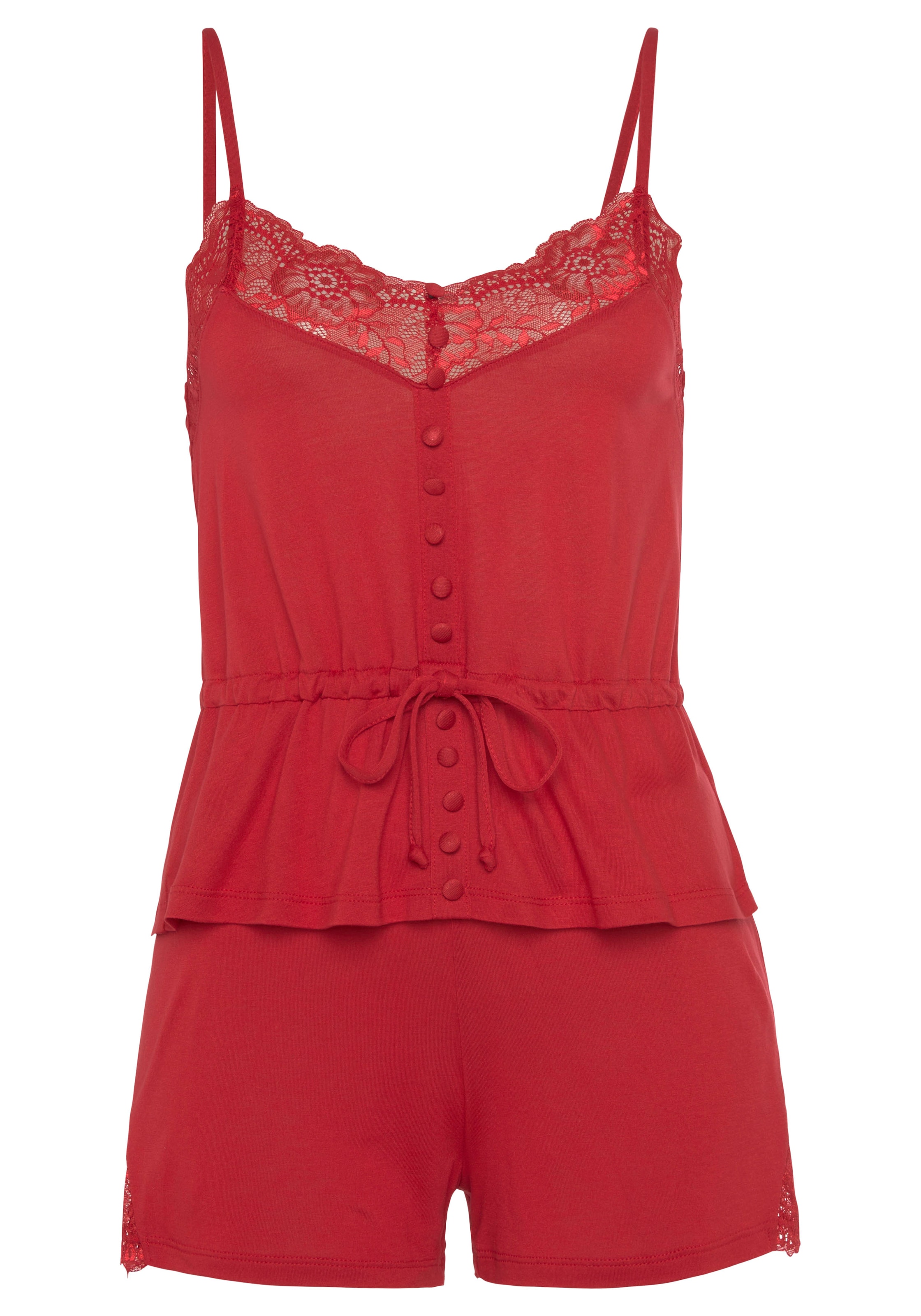 LASCANA Short Pajama Set in Red: front