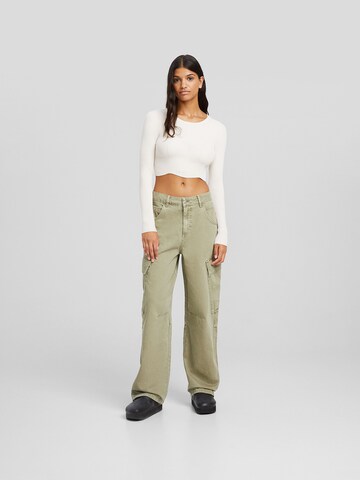 Bershka Wide Leg Jeans in Grün