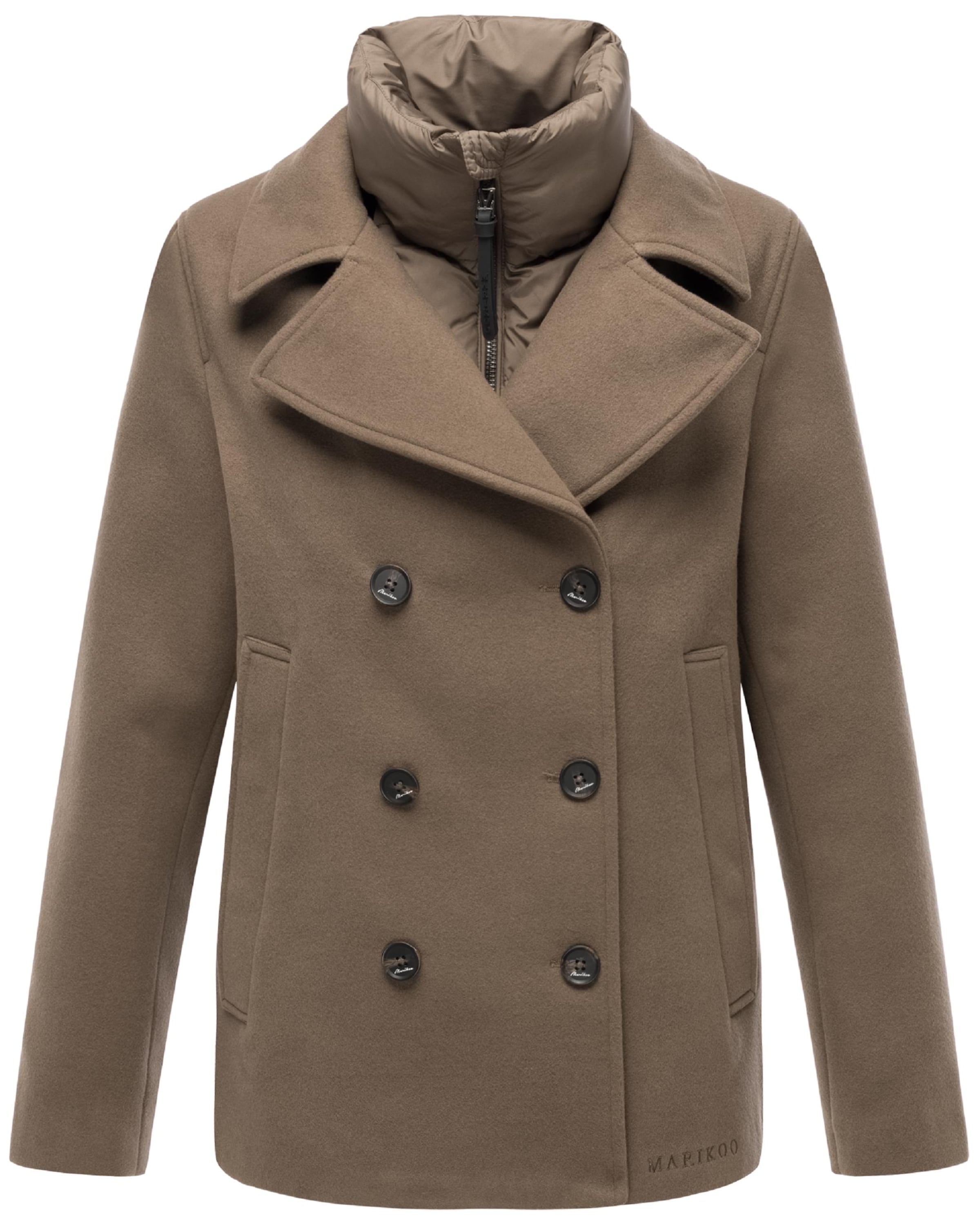 MARIKOO Between-seasons coat in Brown: front