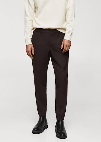 MANGO MAN Tapered Pants 'Murlo' in Brown: front