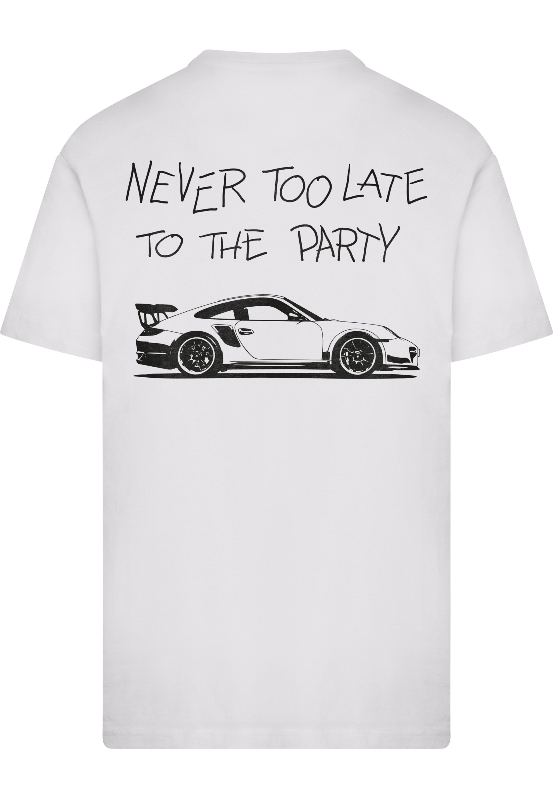 Mister Tee Póló 'Never Too Late To The Party' - fehér