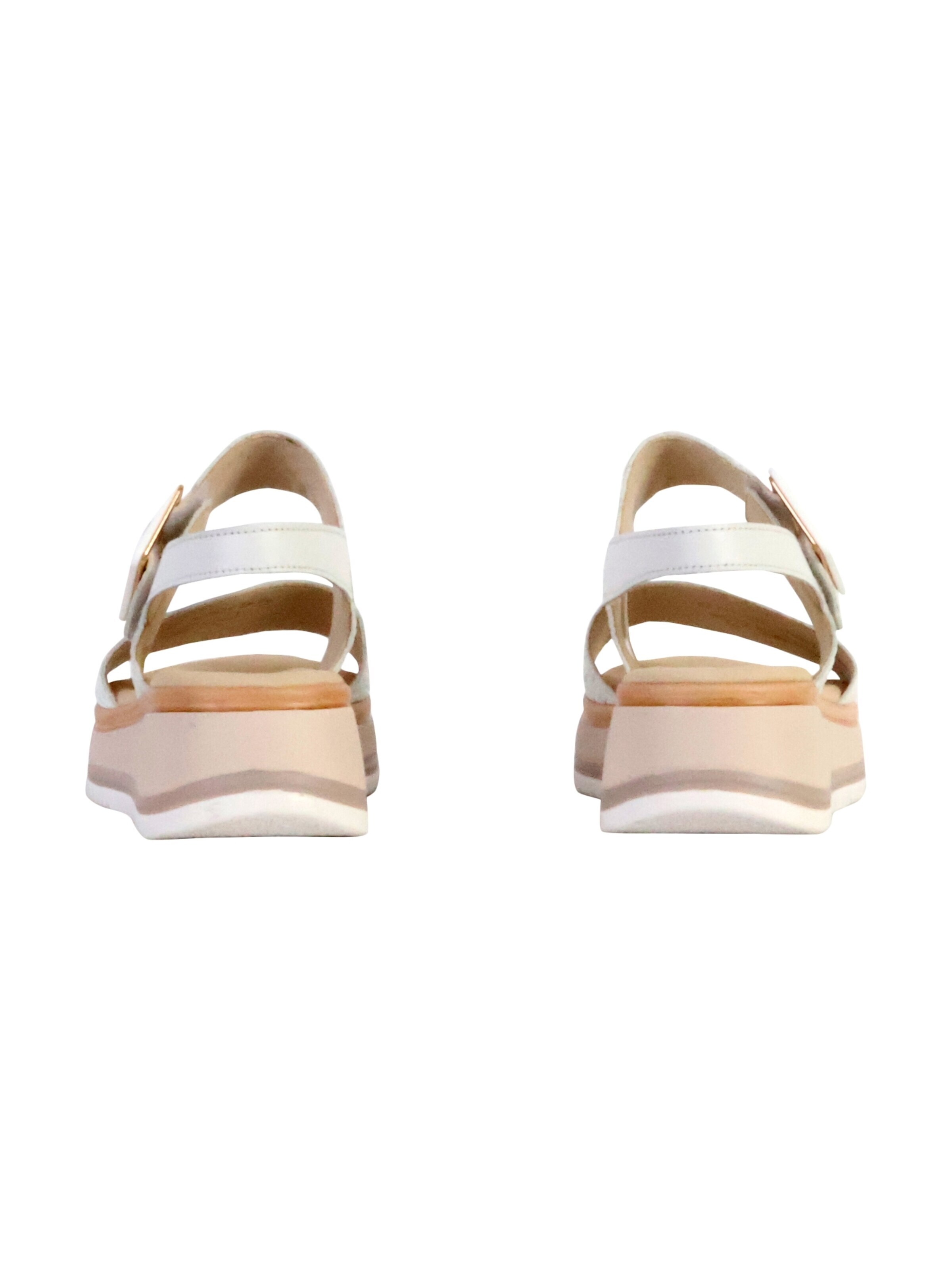 Sandales 'TwistNappa-Sandalen aus Leder mit Keilabsatz und Flechtmuster' GABOR en blanc