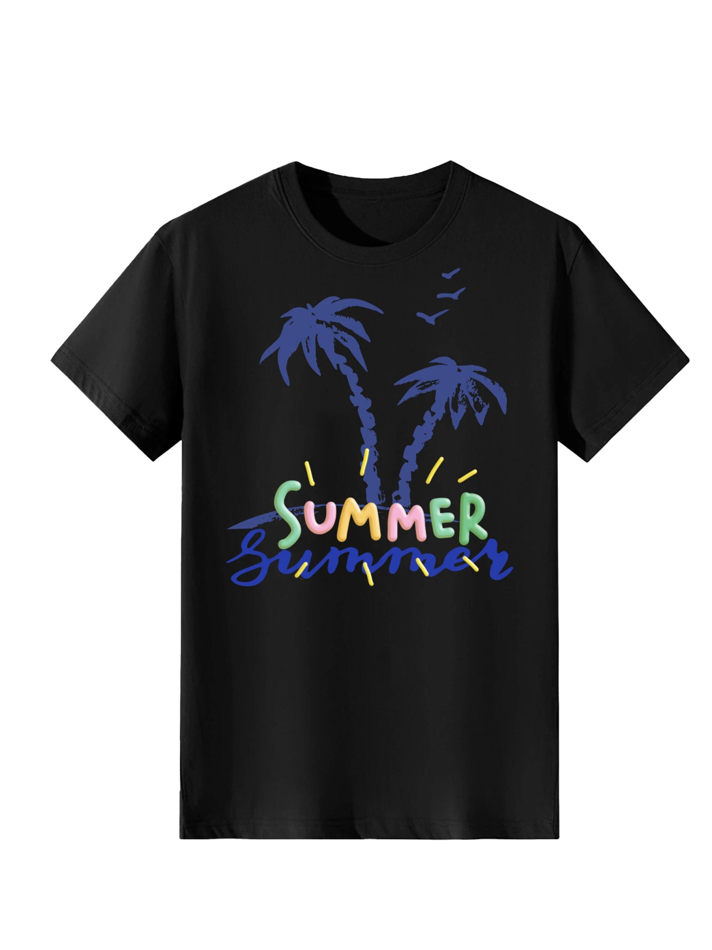 T-shirt 'Summer Palm Tree' LapaPlus en noir : devant