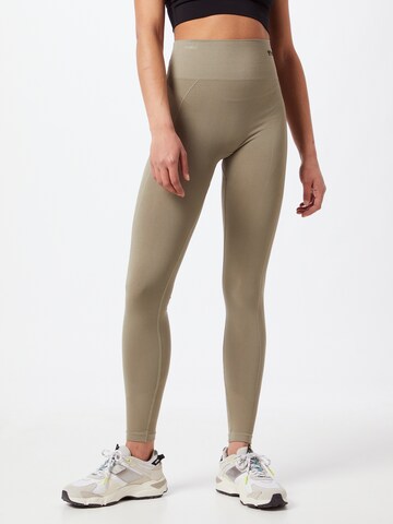 Skinny Pantalon de sport Hummel en vert : devant