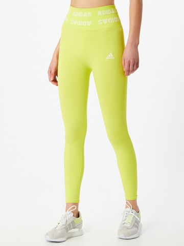 ADIDAS SPORTSWEAR Skinny Workout Pants in Yellow: front