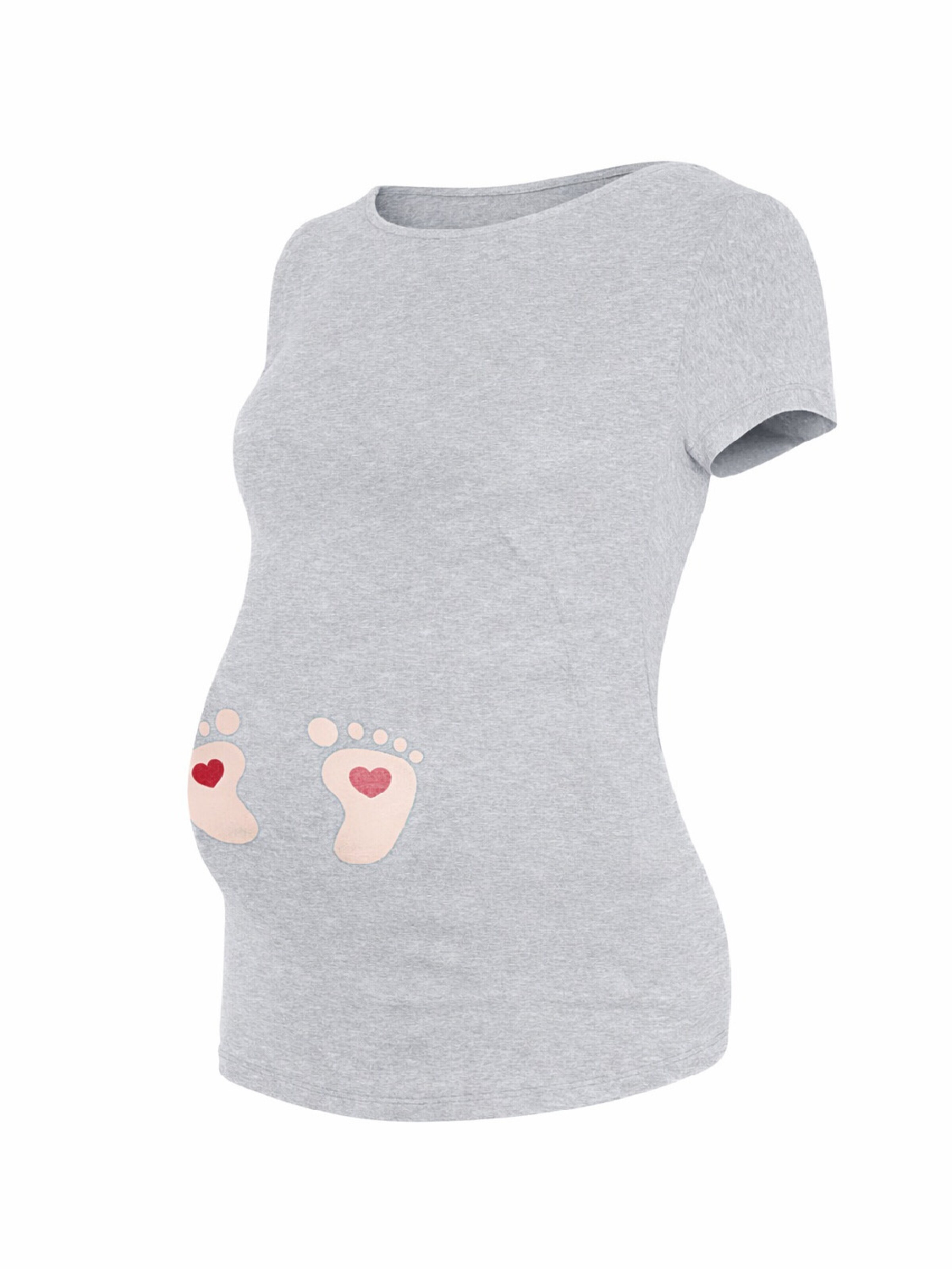 M.M.C. Shirt 'Baby Füße Umstandsshirt' in Grey: front