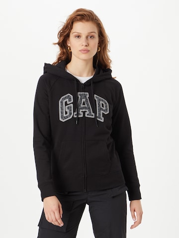 GAP Zip-Up Hoodie in Black: front