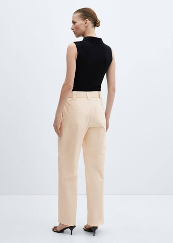 MANGO Loose fit Pleat-Front Pants 'Myriam' in Beige