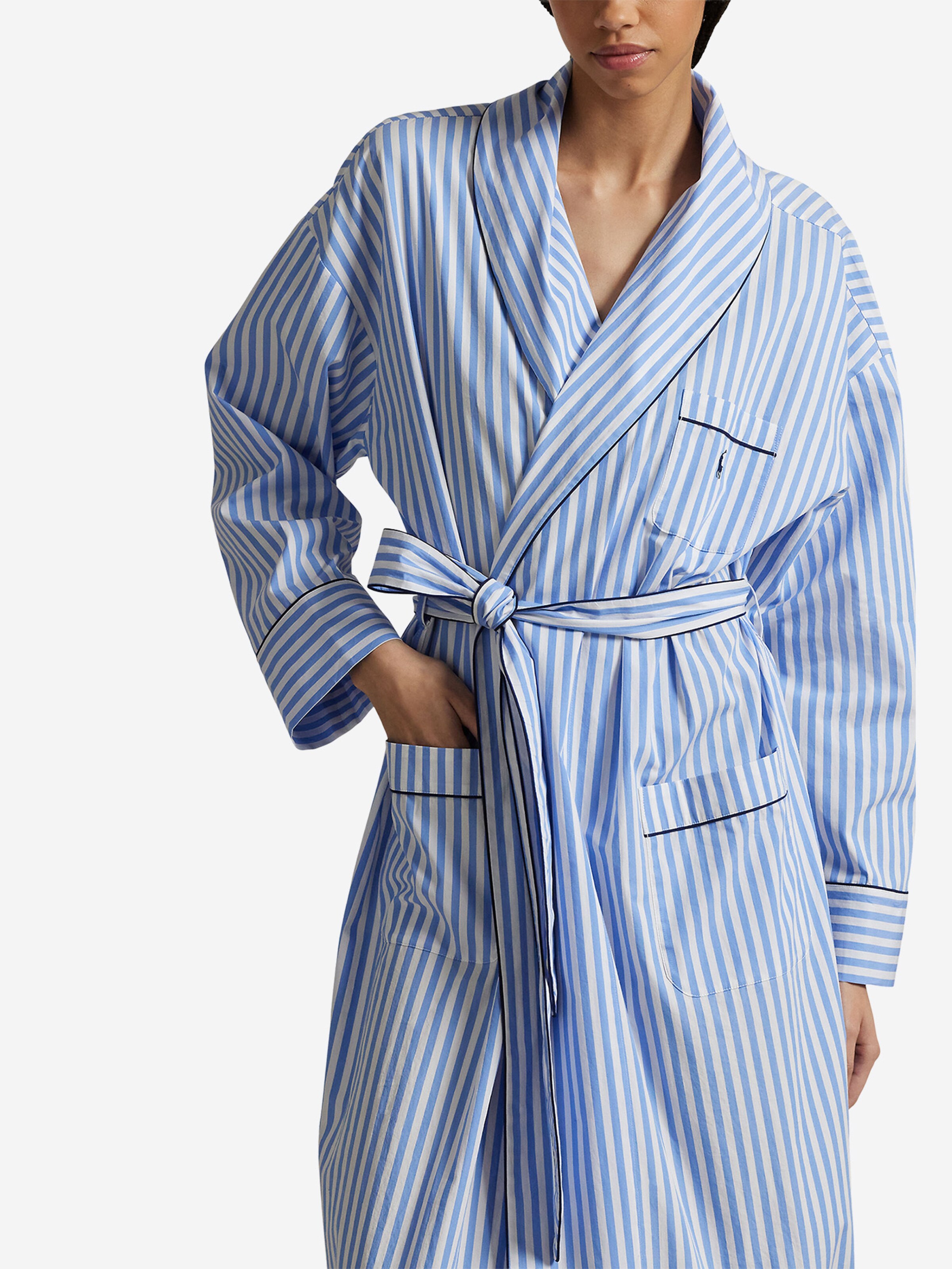 Polo Ralph Lauren Bathrobe short ' Shirting Stripes ' in Blue