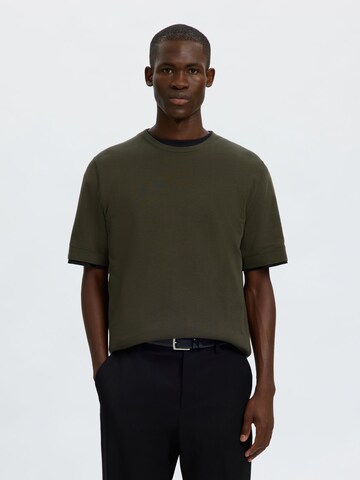 T-Shirt 'SLHTorino' SELECTED en vert : devant