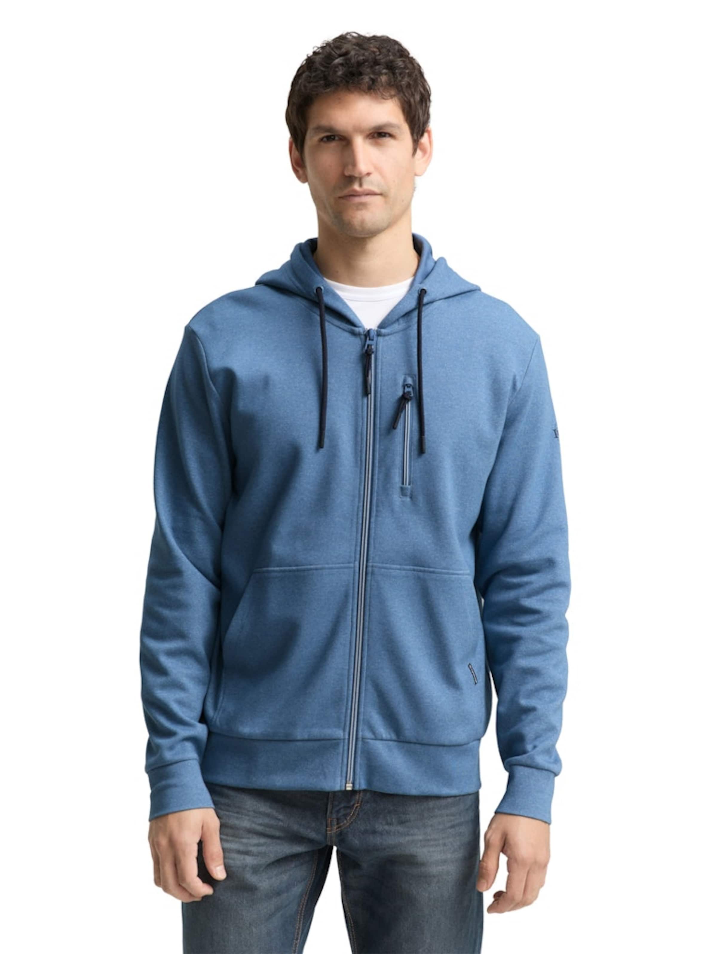 TOM TAILOR Zip-Up Hoodie in Blue: front