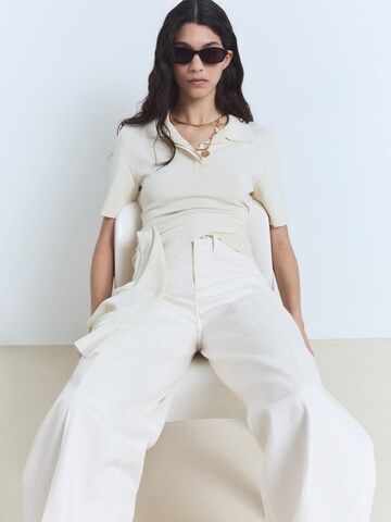 Wide Leg Jean à pince 'BEA' MANGO en blanc